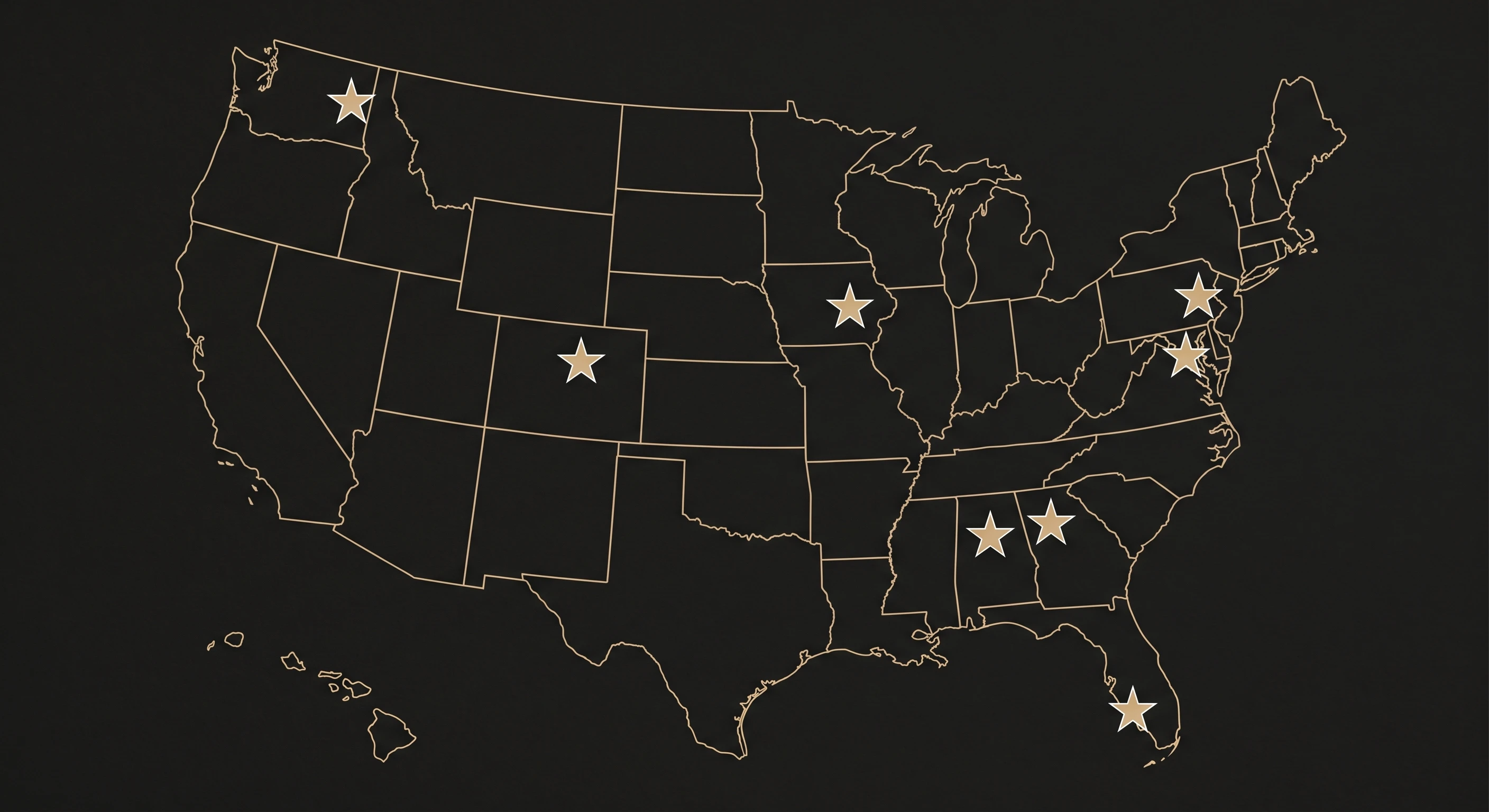Map of Boezi Product Development Client Locations Across the United States